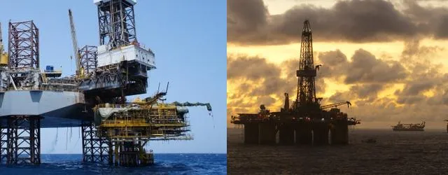 Jack-up rig alongside a platform