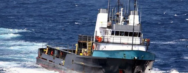 Offshore supply vessel underway